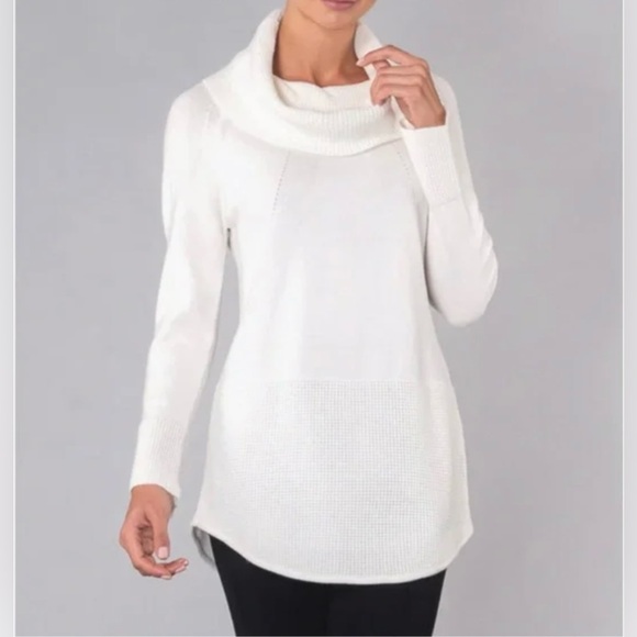 Elena Wang ES Sports Elegant Off-White Cowl Neck Sweater Size Small - Picture 1 of 6